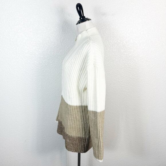 Talbots Women’s Block Stripe Half Zip Pullover Knit Sweater Size Medium - Picture 7 of 10